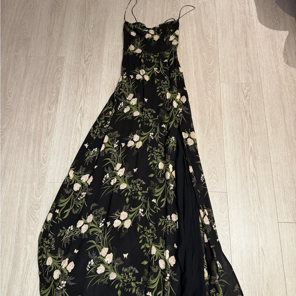 Reformation Black and Yellow Maxi Sundress Spaghetti Strap